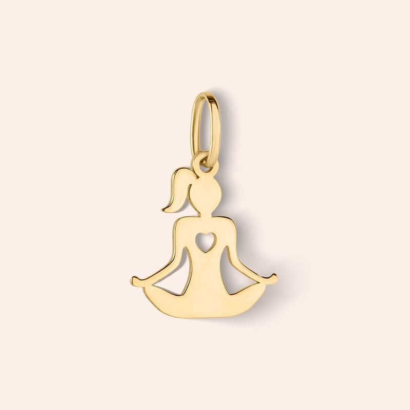 Pingente Ouro 18k  Meditação Yoga 517196