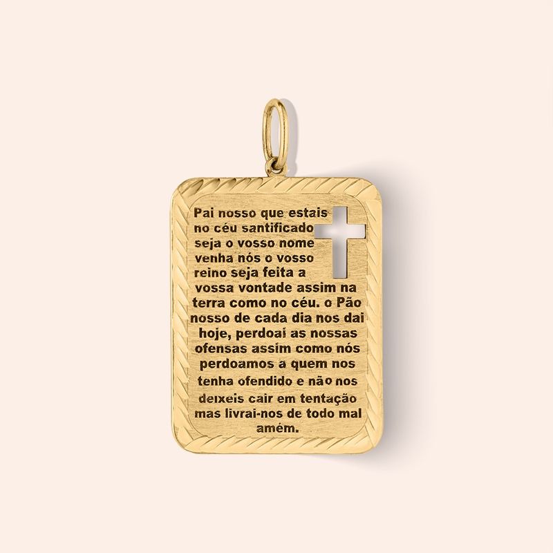 Pingente Ouro 18k  Placa Oração Pai Nosso 508176
