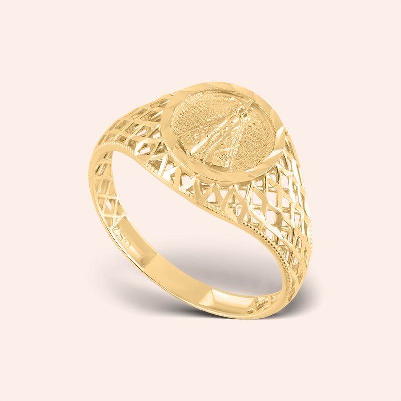 Anel Ouro 18k Nossa Senhora Aparecida Vazado 312645