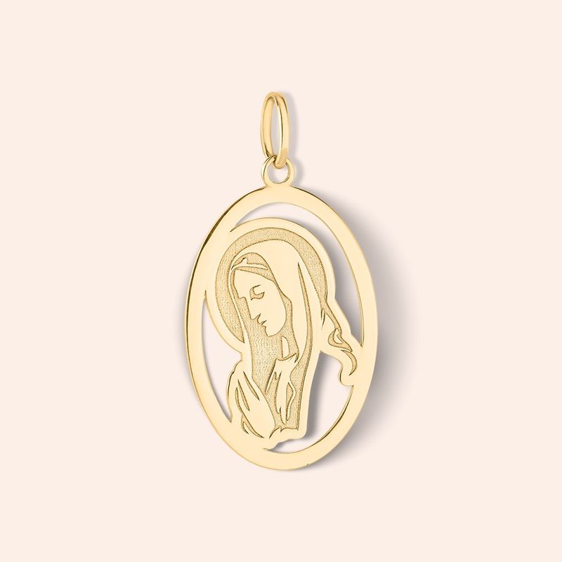 Pingente Ouro 18k  Madona Virgem Maria 517860