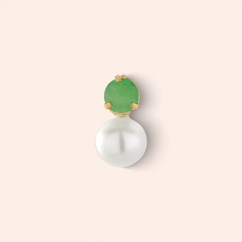 Pingente Ouro 18k Pérola e  Jade Verde 517812