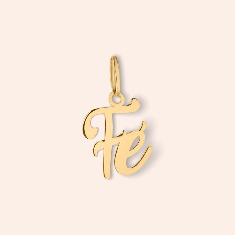 Pingente Ouro 18k  Escrita Fé 517813