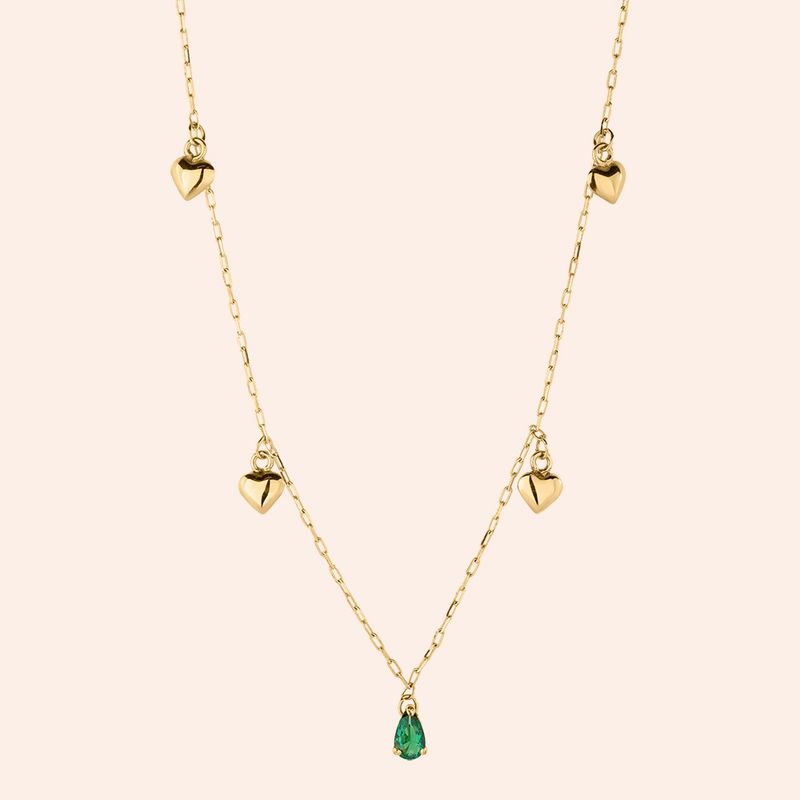 Gargantilha Ouro 18k Coração Gota de Zircônia 605512