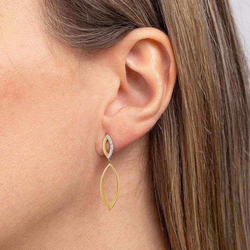 Brinco Ouro 18K Navete Diamante 1 Ponto 110195