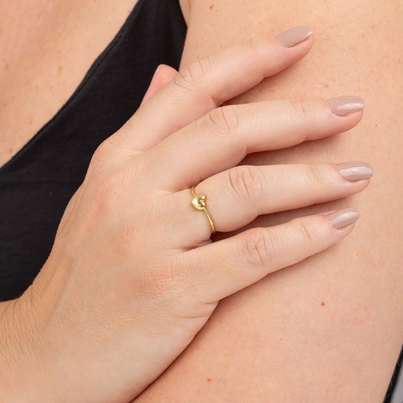 Anel Ouro 18k Coração 313296