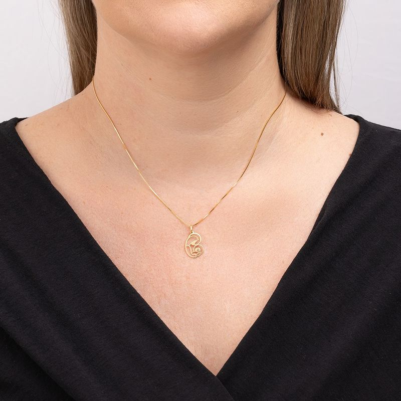 Pingente Ouro 18k Madona Maria e Jesus 516997
