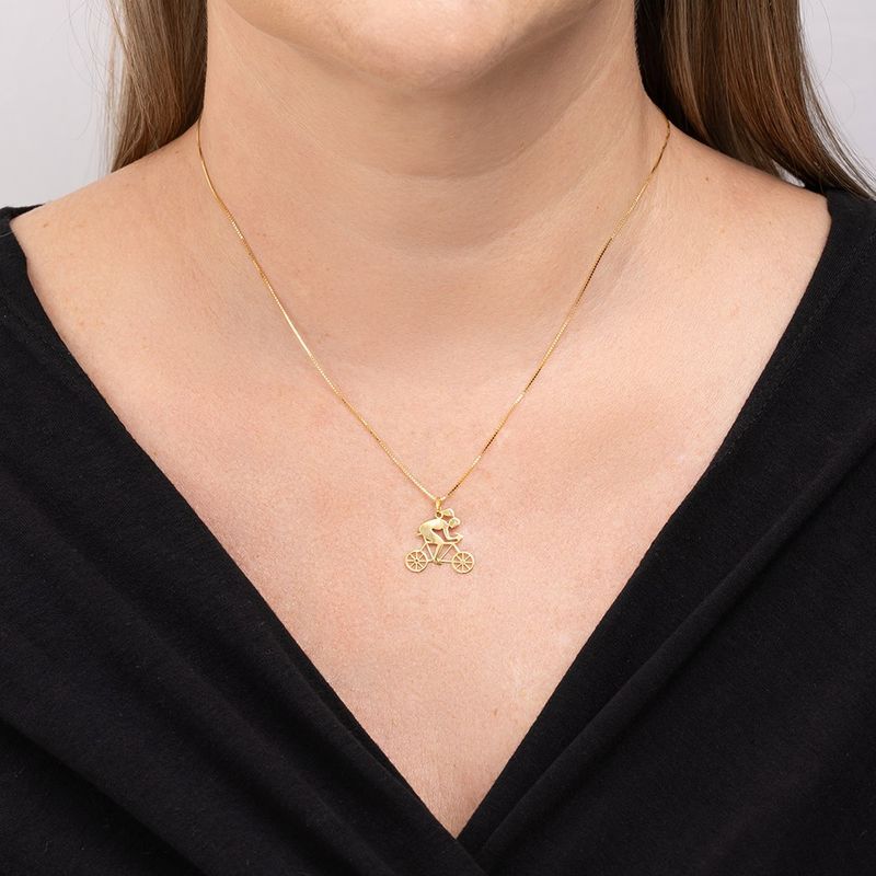 Pingente Ouro 18k  Mulher Ciclista 514430