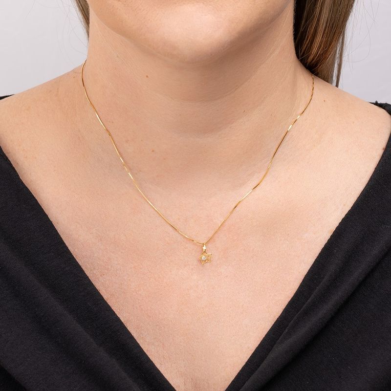 Pingente Ouro 18k Estrela Vazado Zircônia 517816