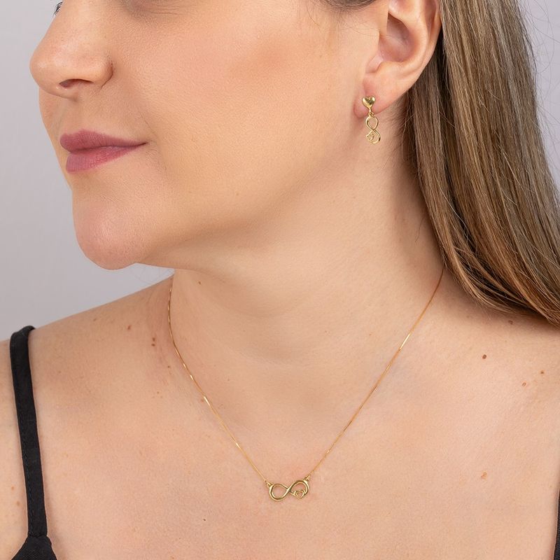 Gargantilha Ouro 18K Coração Infinito 40cm 603712
