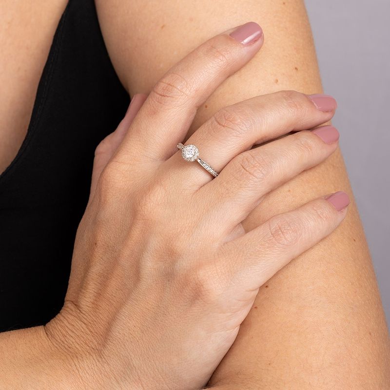 Anel Ouro Branco 18k Solitário Zircônia 310284