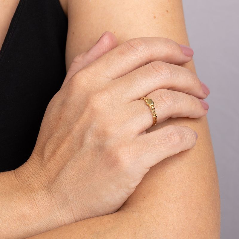 Anel Ouro 18k Coração Zircônia 313292