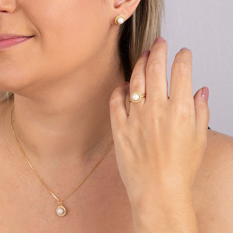 Pingente Ouro 18k Pérola Zircônia 515661