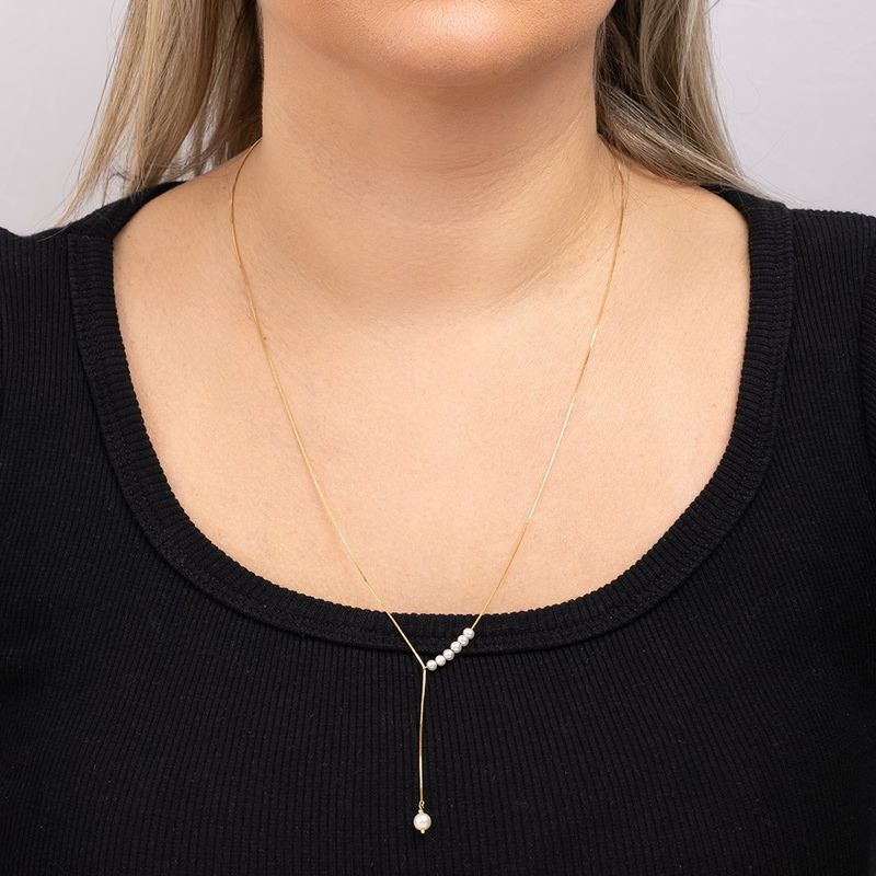 Gargantilha Ouro 18K Veneziana Pérola 60cm 603702