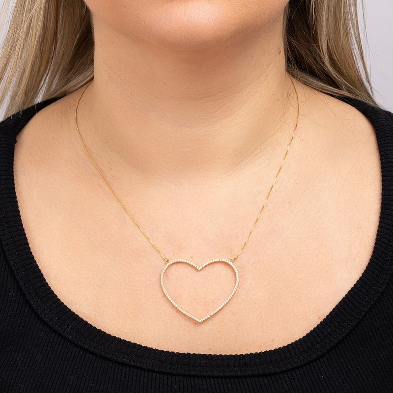 Gargantilha Ouro 18k Coração Zircônia 604702