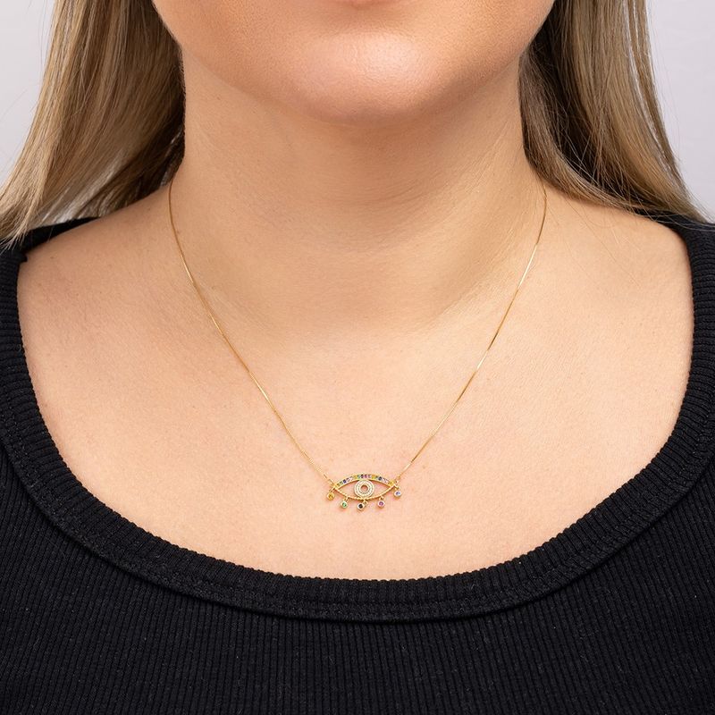 Gargantilha Ouro 18k Olho Grego Zircônia 605087