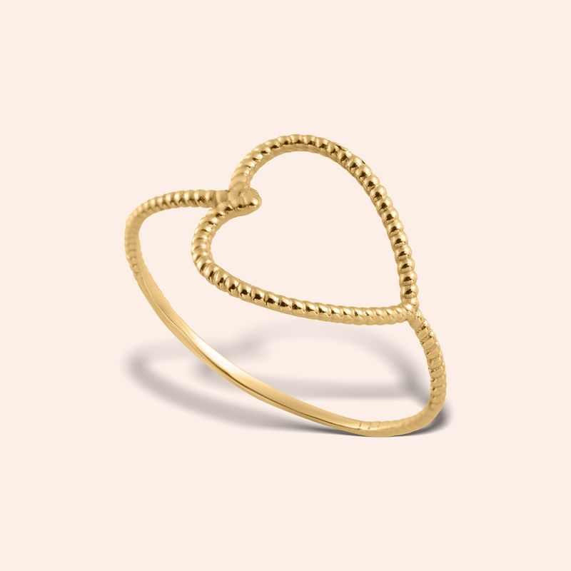 Anel Ouro 18k Coração Vazado 309474
