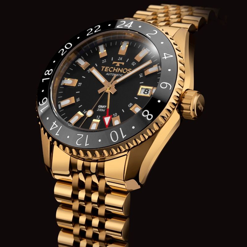 Relógio Technos Automatico GMT Dourado Edição Limitada NH34AB/T1P
