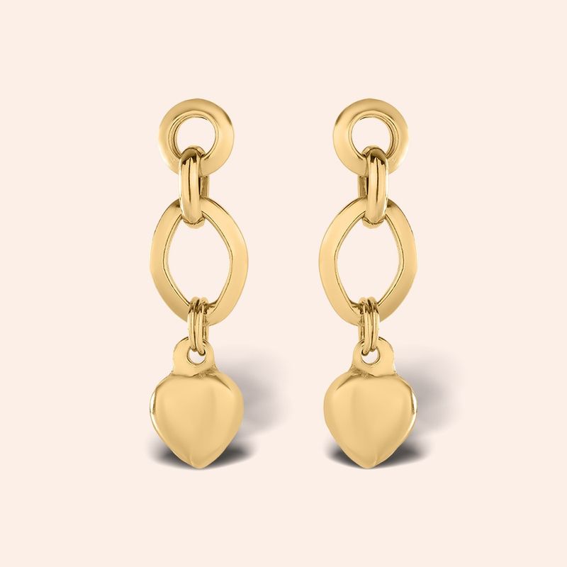 Brinco Ouro 18k Coração Pendurado Vazado 114587