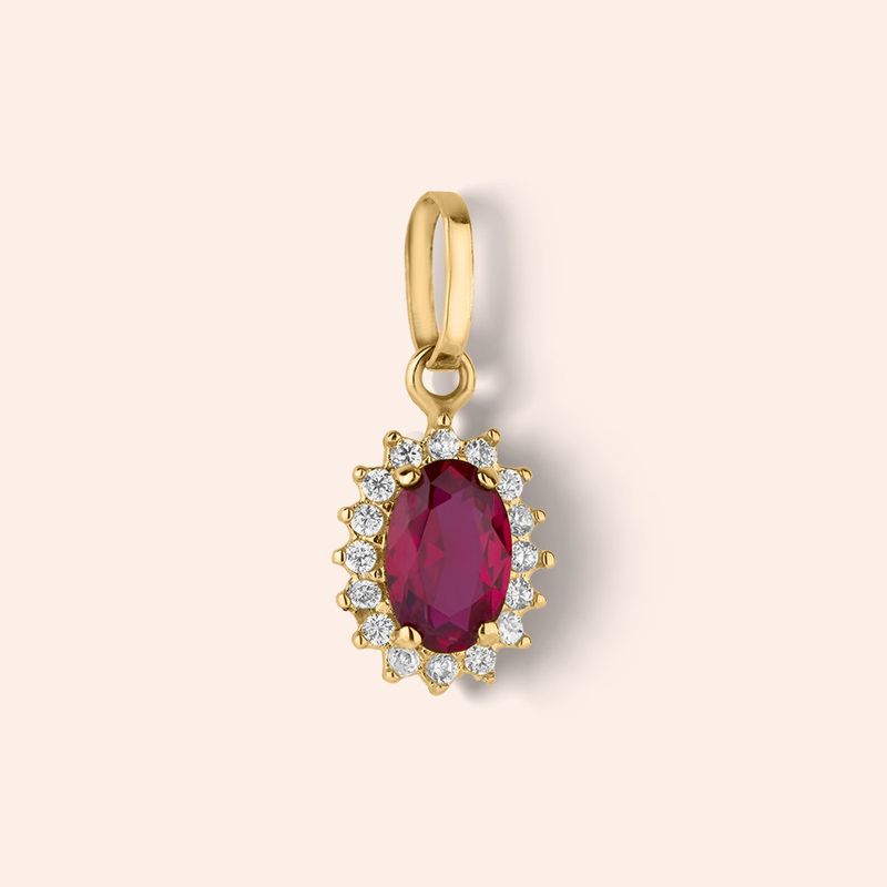Pingente Ouro 18k Zircônia Oval 517823