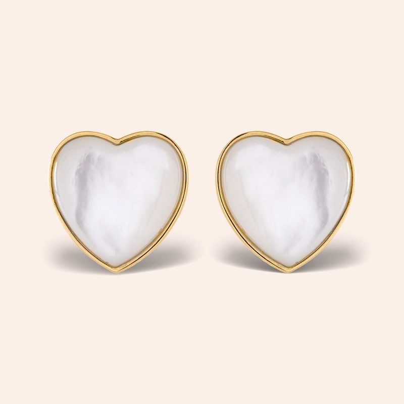 Brinco Ouro 18k Coração Madre Pérola 116640