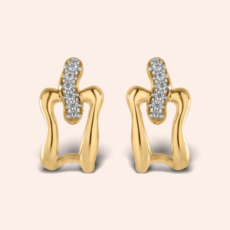 Brinco Ouro 18k Retângulo Vazado Zircônia 116802