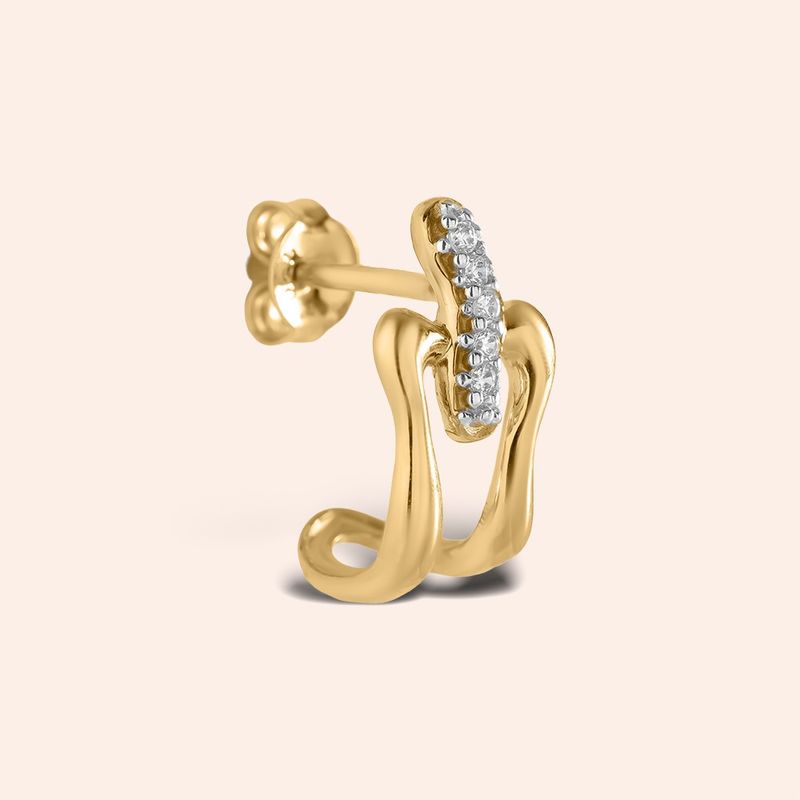 Brinco Ouro 18k Retângulo Vazado Zircônia 116802