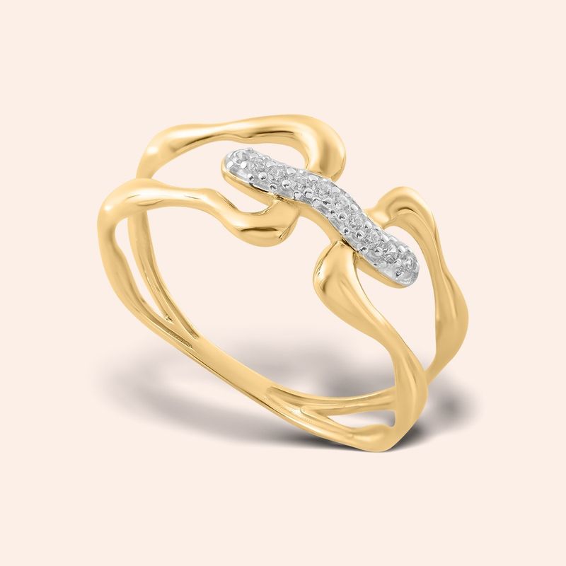 Anel Ouro 18k Vazado Zircônia 313492