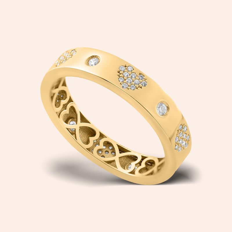 Anel Ouro 18k Zircônia Coração 313510
