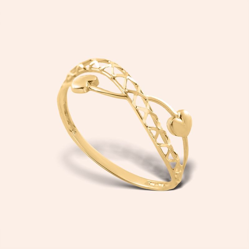 Anel Ouro 18k Vazado  Infinito Coração 313484