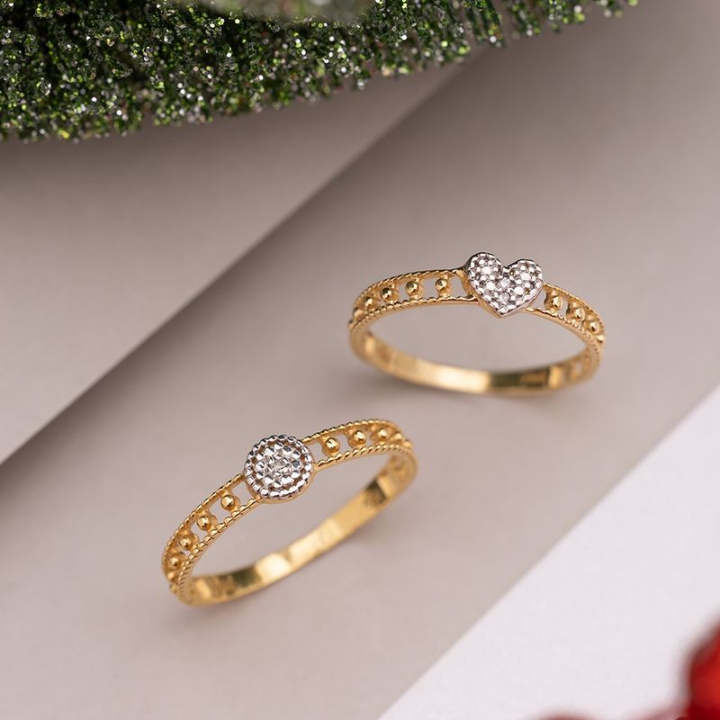 Anel Ouro 18k Vazado Coração Diamante 310365