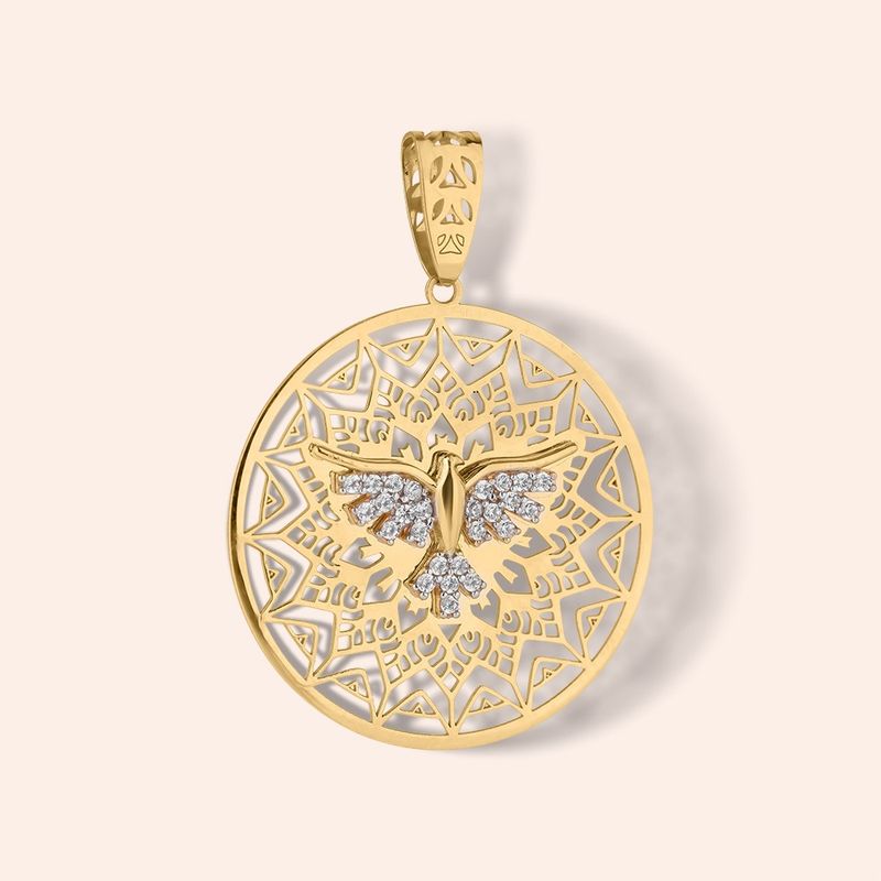 Pingente Ouro 18k Espírito Santo Redondo Vazado 517161