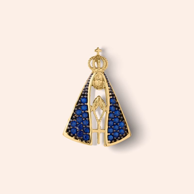 Pingente Ouro 18k Nossa Sra Aparecida Zircônia 517534