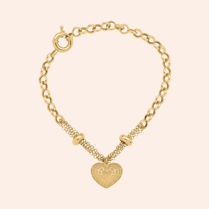 Pulseira Oca Ouro 18k Elos Portugueses Coração 2000954