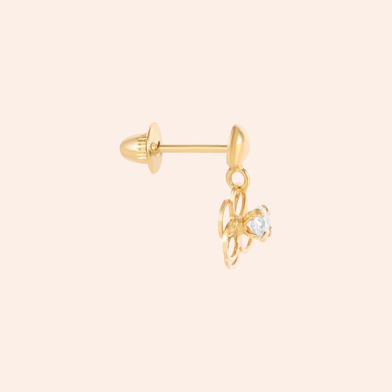 Brinco Ouro 18k Infantil Zircônia 108986