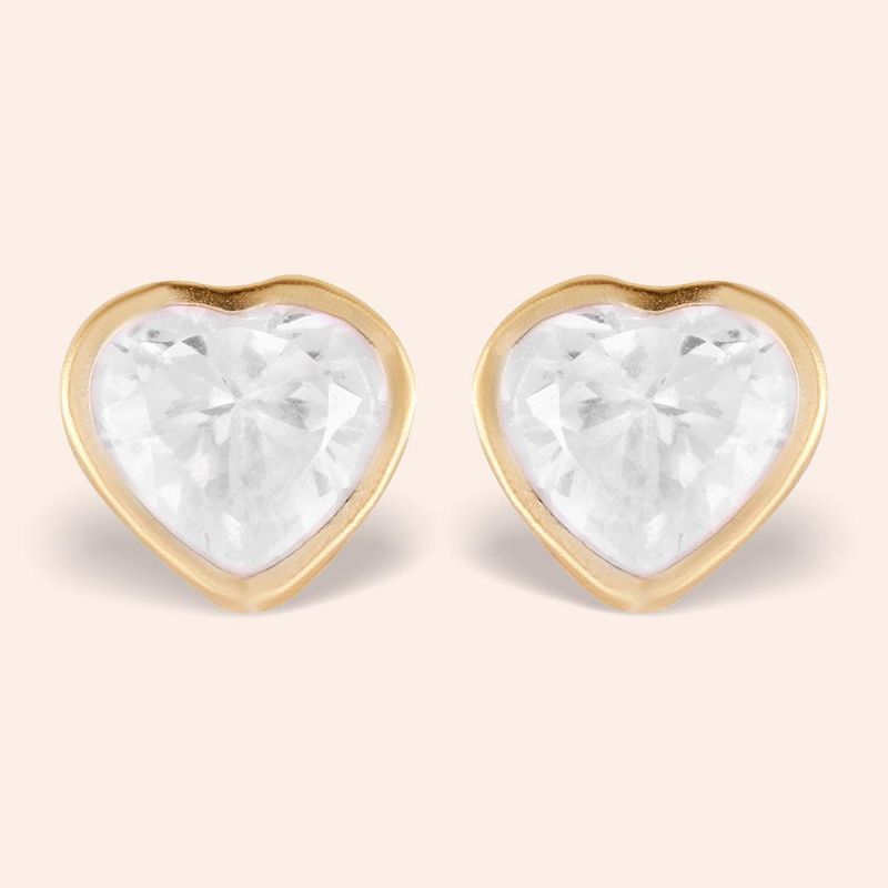 Brinco Ouro 18K Coração Zircônia 6mm 104740