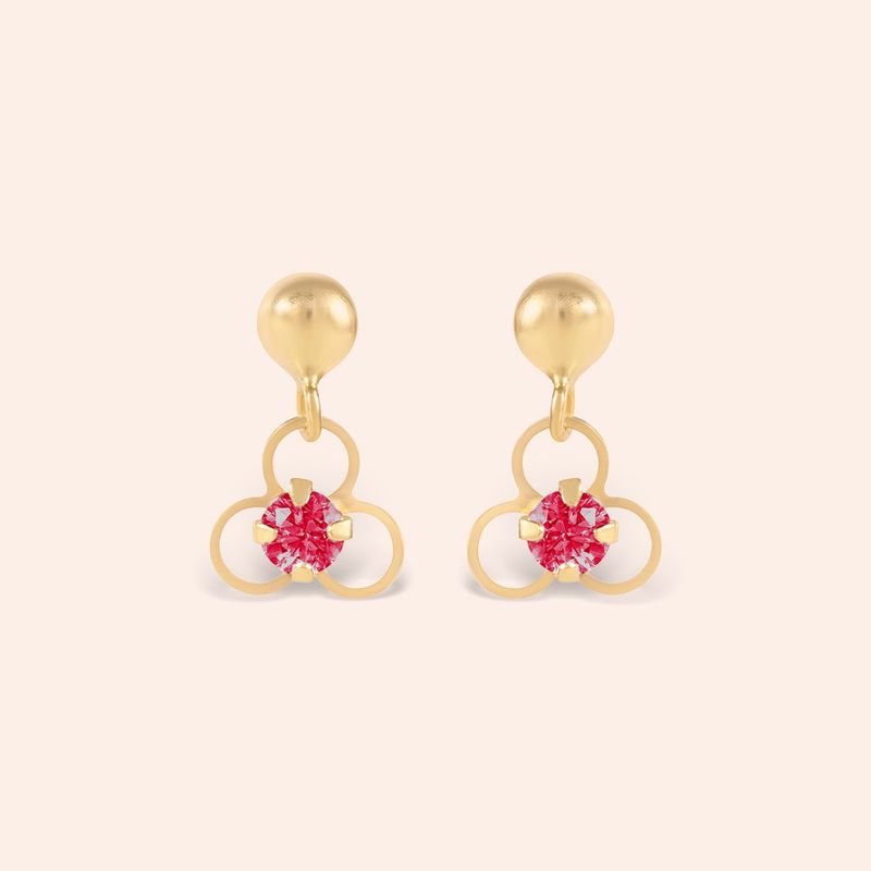 Brinco Ouro 18k Infantil Trevo Zircônia 108989