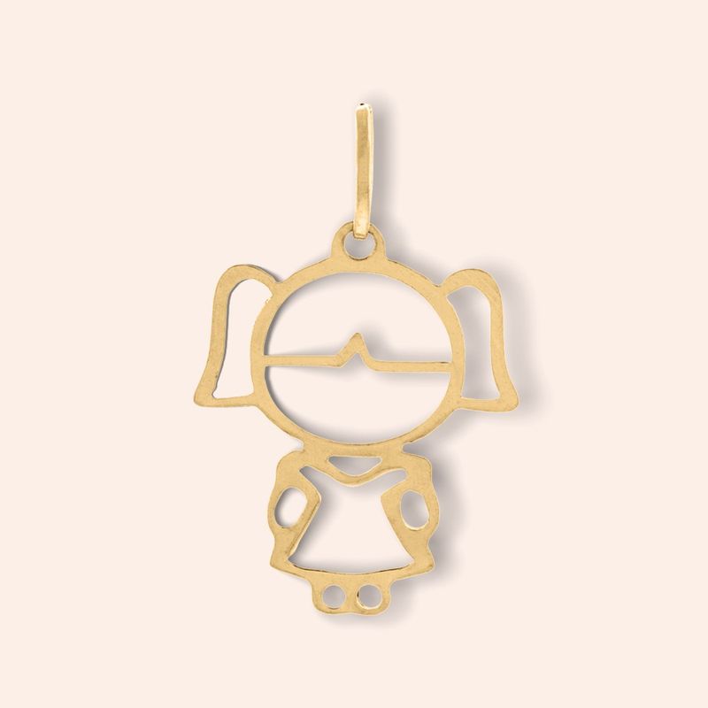 Pingente Ouro 18K Menina Vazado 503696