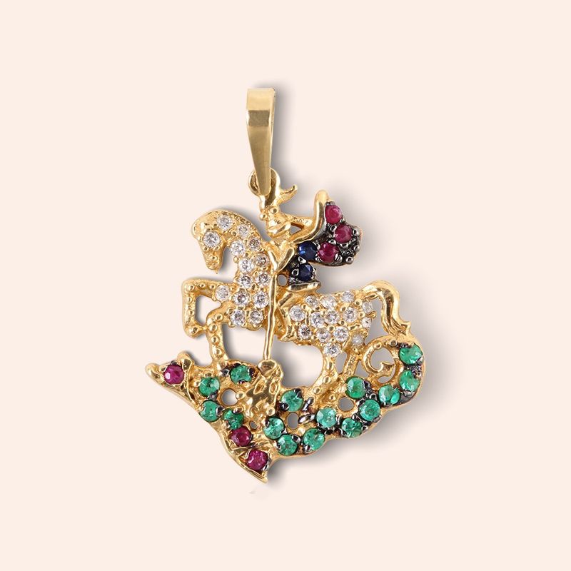 Pingente Ouro 18k São Jorge 504699