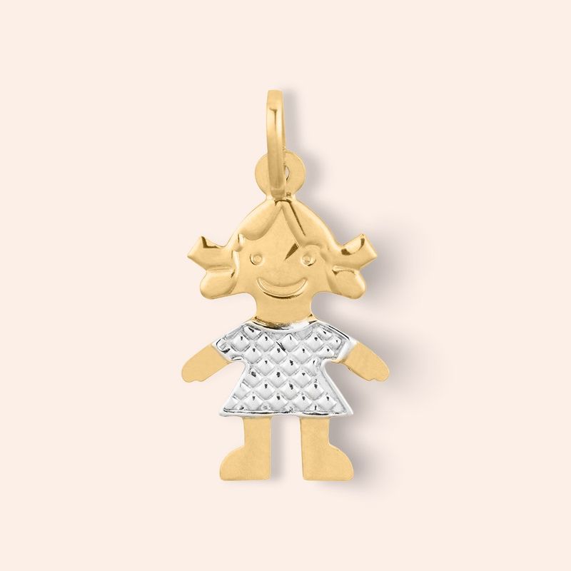 Pingente Ouro 18K Menina Diamantado 504729