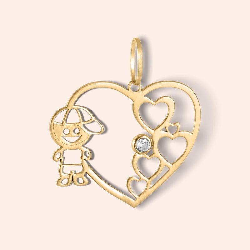 Pingente Ouro 18K Menino Coração 507533