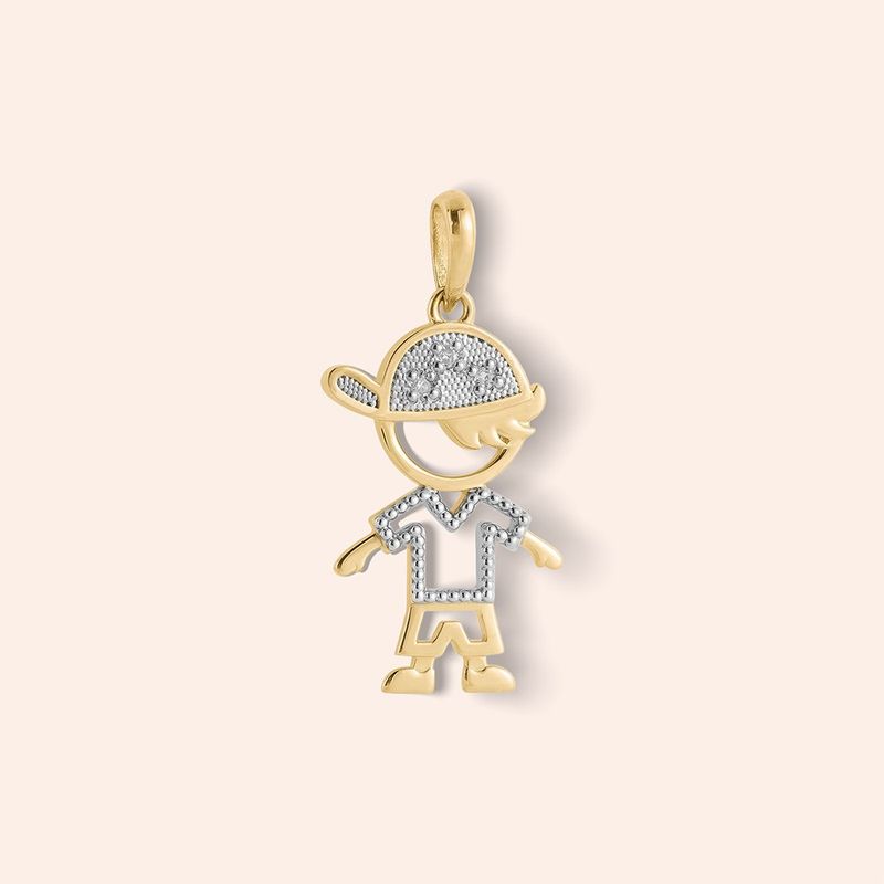 Pingente Ouro 18k Menino Diamante 1,5 Pontos 512769