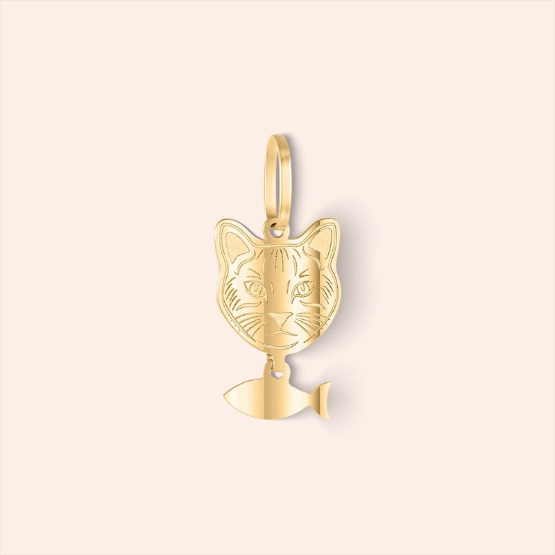 Pingente Ouro 18k Gato 513473