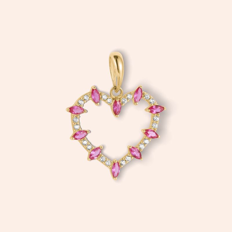 Pingente Ouro 18k Coração Zircônia 513645