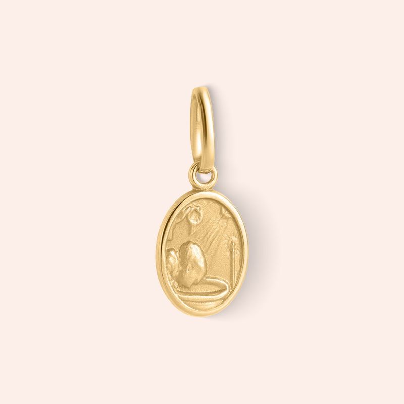Pingente Ouro 18k Batismo Oval 513833