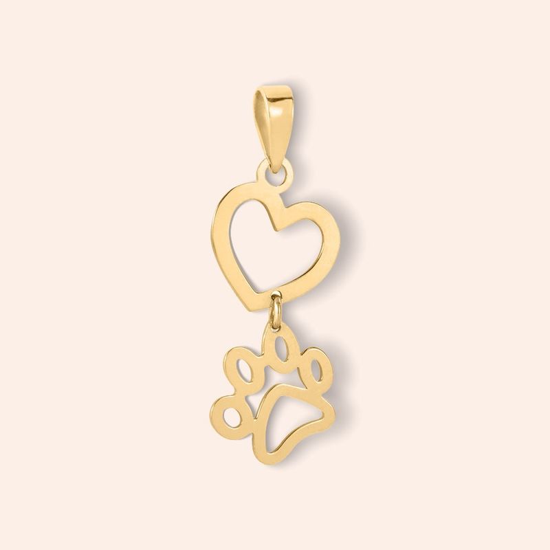 Pingente Ouro 18k Coração Pata 514193