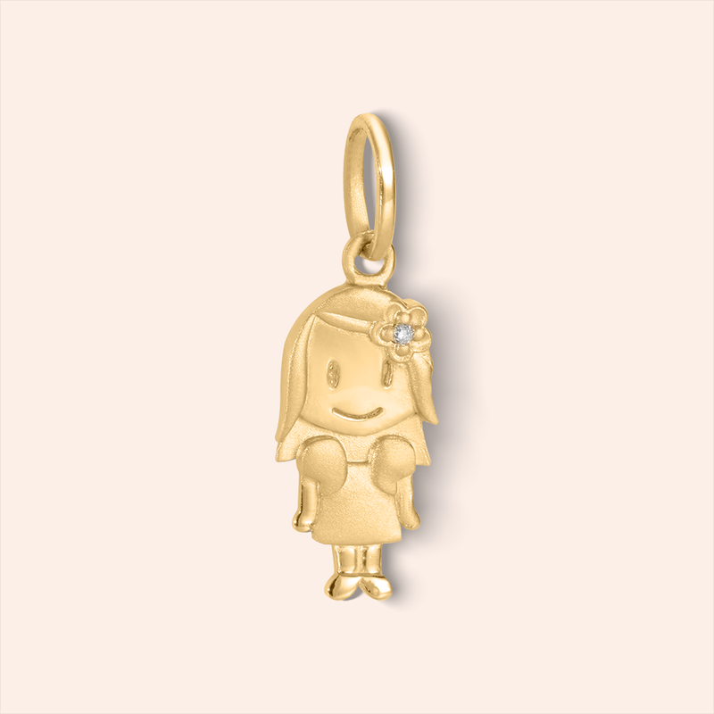 Pingente Ouro 18K Menina Diamante 0,5 Ponto 515237