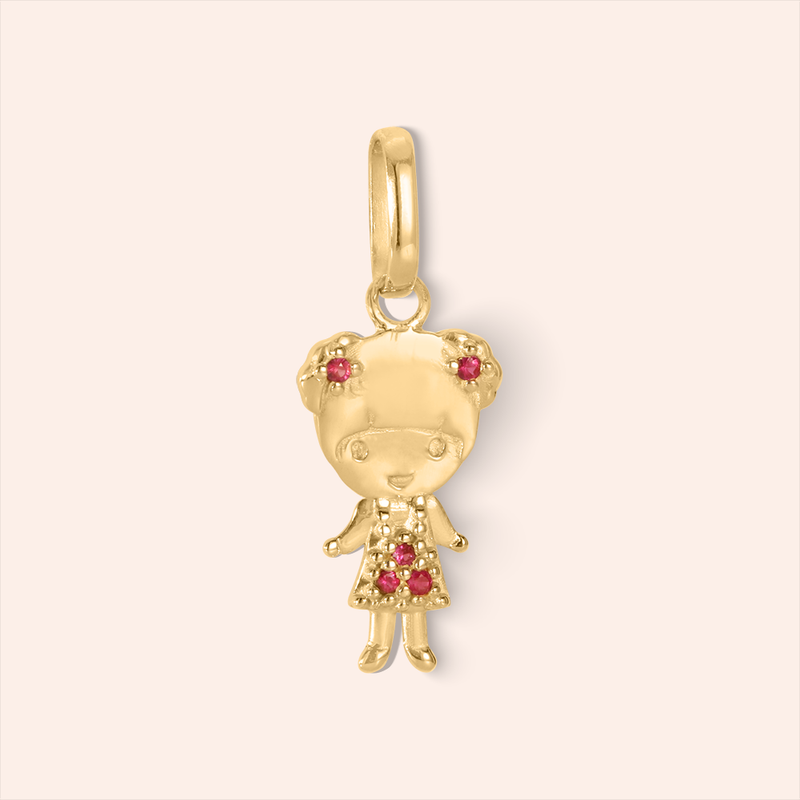 Pingente Ouro 18K Menina Rubi 515239