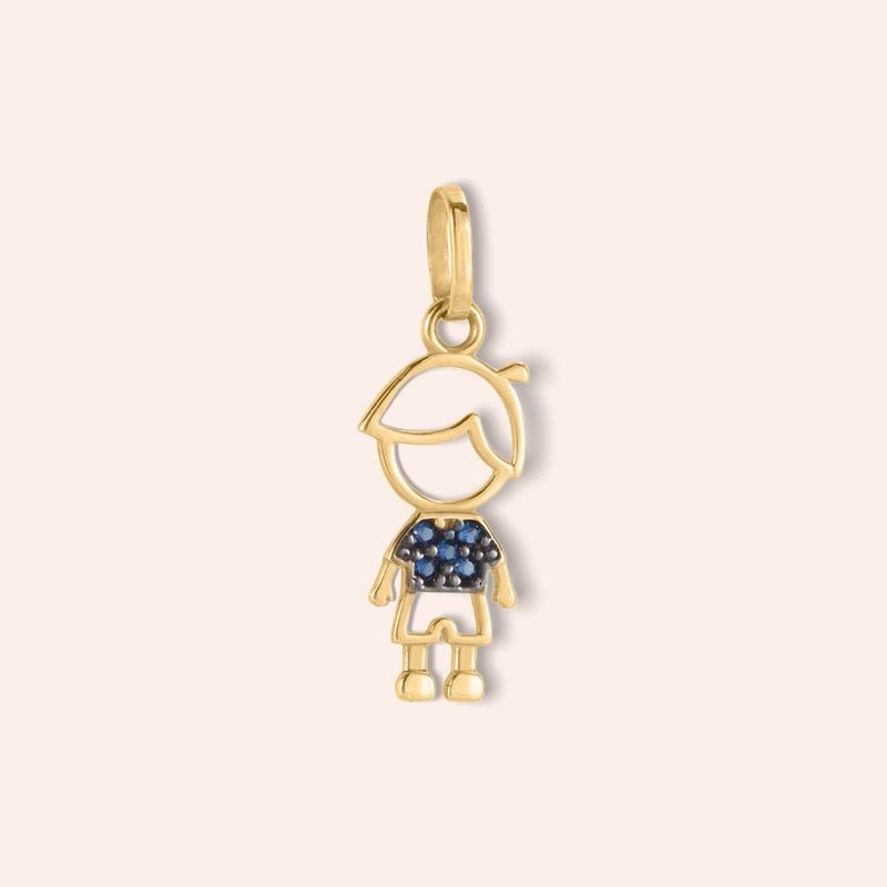 Pingente Ouro 18k Menino Zircônia 516180