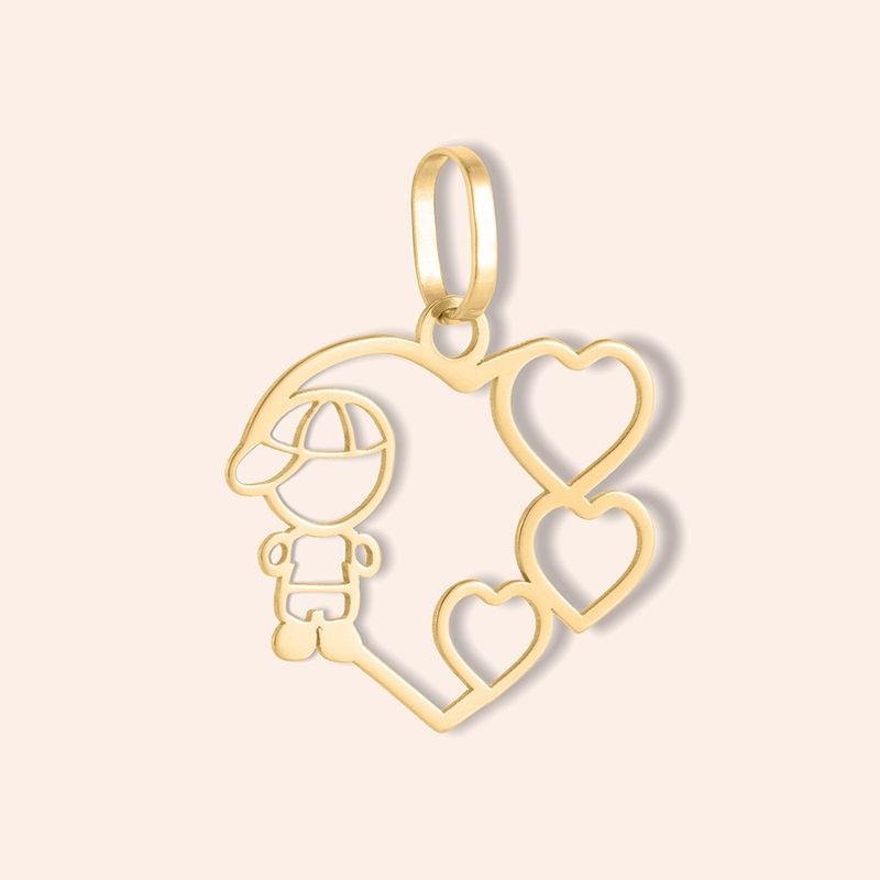 Pingente Ouro 18k Menino Coração 516780