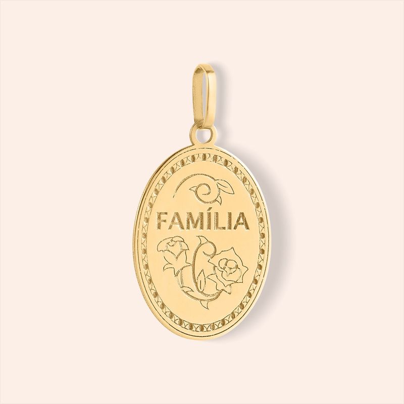 Pingente Ouro 18k Oval Família 517150